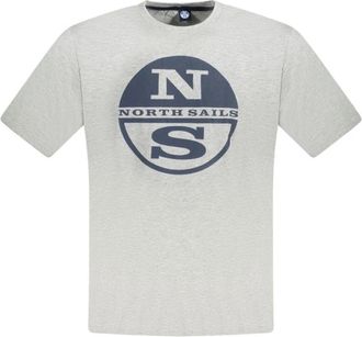 North Sails Grijze Katoenen T-Shirt | Stijlvol Model - Heren - T-shirts - Grijs - 2XL - Katoen - Tops