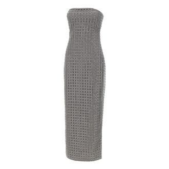 Rotate ROTATE Birger Christensen, Party Dresses, female, Gray, Size: S Yuliana Slit Long Dress