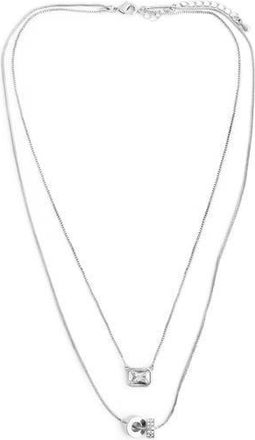 Panacea Crystal Pendants Layered Chain Necklace in Silver at Nordstrom Rack