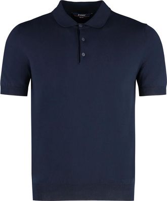 K-Way Polo Shirts, male, Blue, L, Pleyne Knitted Cotton Polo Shirt