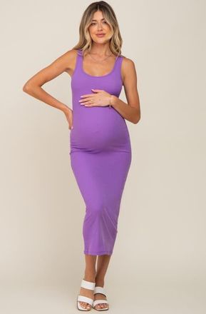 Pinkblush Ribbed Basic Maxi Dress in Lavender at Nordstrom, Size Small