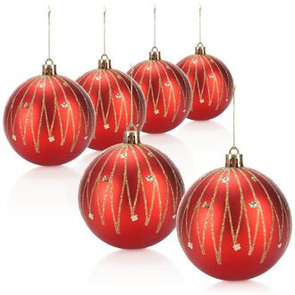 Com-Four 6X Weihnachtskugeln, Christbaumkugeln bruchsicher aus Kunststoff f&uuml;r Weihnachten, Baumschmuck f&uuml;r den Christbaum mit Anh&auml;nger