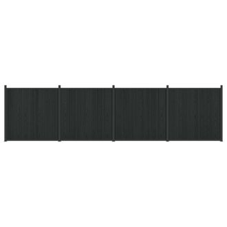vidaXL Panel De Valla 4 Pcs Wpc Y Aluminio Negro Vidaxl