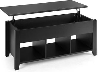 Costway Costway - Mesa De Centro Elevable De Madera Con Compartimiento 104,5x49,5x48,5 Cm Mesa De Caf&eacute; (negro)