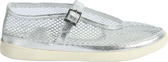 Desa Woman Slip-Ons - Textile Upper and Lining, Flat Heel, Buckle Closure | Silver - 40