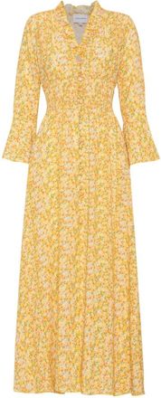 Americandreams Sally Lange Jurk - Dames - Maxi kleedjes - Geel - S - Leer - Kleedjes