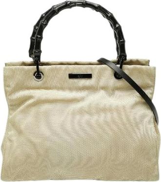 Gucci Pre-owned Handbags, female, Beige, Size: ONE SIZE Pre-owned Canvas Handbag