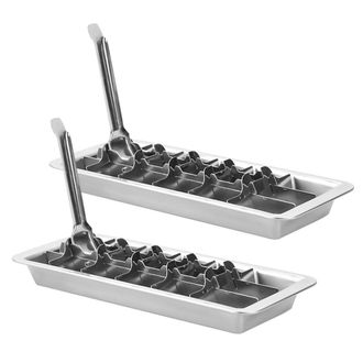 OEM Paquete De 2 Bandejas Para Cubitos De Hielo De Acero Inoxidable De Alta Resistencia Plateado