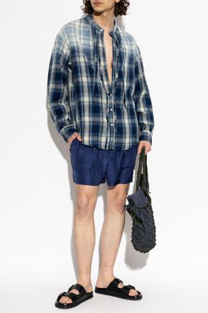 Dsquared2 Silk Shorts With Logo, Mens, Navy Blue