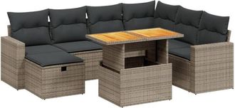 vidaXL Vidaxl - Set De Sof&aacute;s De Jard&iacute;n 8 Pzas Y Cojines Rat&aacute;n Sint&eacute;tico Gris