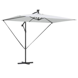 Berkfield Home Cantilever Banana Parasol with Lock Sand 294 x 200 x 254 cm in Light Sand