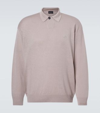 Giorgio Armani Embroidered linen-blend polo sweater