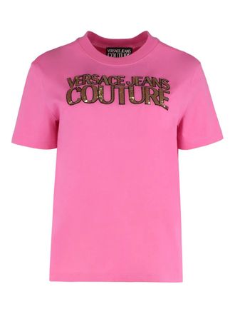 Versace Jeans Couture T-shirt verfraaid met logo - Roze
