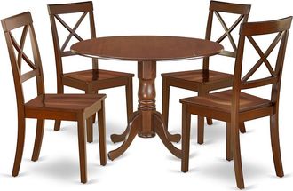 East West Furniture Dining Room Set Mahogany, DLBO5-MAH-W