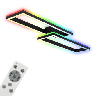 Briloner Lampada Da Soffitto Rgb, Lampada Da Soffitto Retroilluminata A Led, Dimmerabile, Temperatura Colore Regolabile, Cornice Led Rgb, Telecomando, Nero
