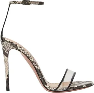 Aquazzura Snake Embossed Leather & PVC Sandals Size 38.5