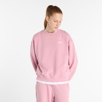 New Balance Sweatshirt NEW BALANCE Sport Essentials French Terry Crew, Damen, Gr. L, rosa (pink taffy), Obermaterial: 60% Baumwolle, 40% Polyester, Sweatshirts Sw