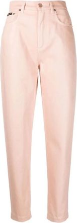 Dolce & Gabbana Roze Tapered Broek met Hoge Taille - Dames - Broeken - Roze - S - Katoen - Broeken