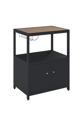 ambia GARDEN Outdoorküche, Anthrazit, Teakfarben, Metall, Kunststoff, 70x91x50 cm, Gartenmöbel, Outdoor Küchen