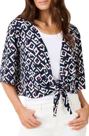 Nic+Zoe Angles Convertible Linen Blend Cardigan in Indigo Multi at Nordstrom Rack, Size Xx-Large