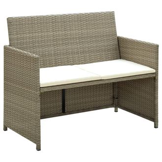 vidaXL Vidaxl - Sof&aacute; De Jard&iacute;n De 2 Plazas Con Cojines Rat&aacute;n Sint&eacute;tico Beige