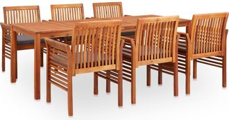 vidaXL Set Comedor De Jard&iacute;n 7 Pzas Y Cojines Madera Maciza De Acacia Vidaxl