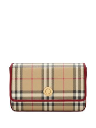 Burberry Hampshire check leather trim bag - women - Polyester/Polyester/Cotton/Cotton/Calf Leather - One Size - Neutrals