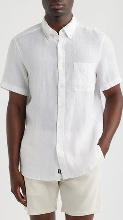 Vineyard Vines Surfside Solid Short Sleeve Linen Button-Down Shirt in Linen White Cap at Nordstrom, Size Xx-Large