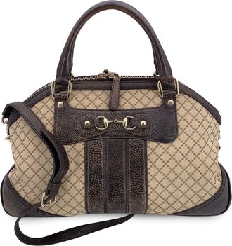 Gucci Pre-owned Womens Cloth Handbag Catherine Satchel - Beige Cotton - One Size