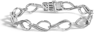 House of Brilliance Sterling Silver 1/10 Cttw Diamond Accent Swirl Link Bracelet