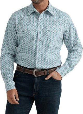 Wrangler Mens 20X Competition Advanced Comfort Classic Fit Long Sleeve Shirt In Green Rondel