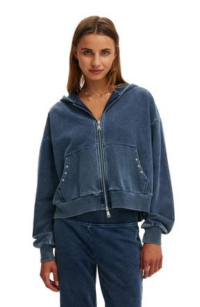 Cotton On Womens Oversized Zip Through Hoodie in Indigo Dye at Nordstrom, Size Xx-Small