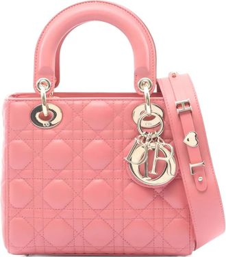 Dior Borsa tote Lady Dior piccola in pelle trapuntata - Rosa