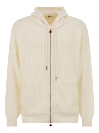 Kiton ribbed zip-up hoodie - Neutrals