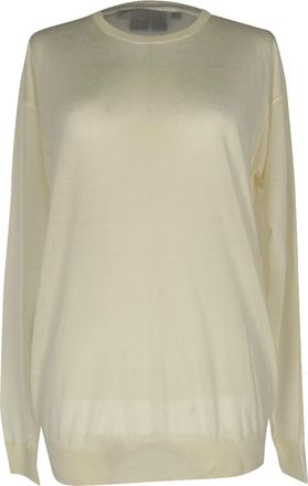 Theory Knitted Crewneck Sweater in Ivory Silk