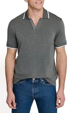 ConStruct Slim Fit Solid Johnny Collar Short Sleeve Polo in Grey at Nordstrom, Size Xx-Large