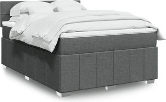 vidaXL Cama Box Spring Con Colch&oacute;n Tela Gris Oscuro 140x200 Cm Vidaxl