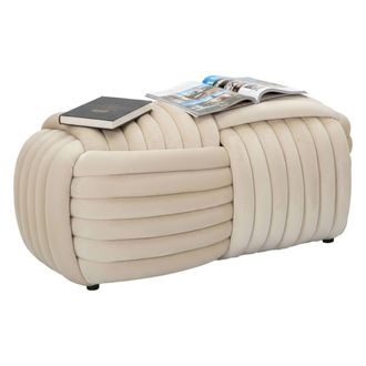 Dmora Dmora - Mesa Marokopa, Banco Multiusos, Asiento De Invitados, Cofre Multifuncional, 90x45 H45 Cm, Crema