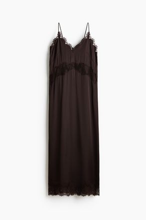 H&M Tr&auml;gerkleid mit Spitze - Brown
