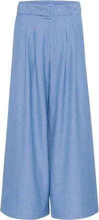 MY ESSENTIAL WARDROBE Broeken, Dames, Blauw, M, Polyester, Wijde Pijp Hoge Taille Blauwe Gestreepte Broek