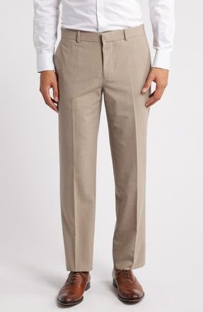 Nordstrom Henrik Trim Fit Solid Stretch Wool Suit Pants in Brown Taupe at Nordstrom, Size 44