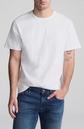 Mavi Crewneck Stretch Cotton Rib T-Shirt in White at Nordstrom, Size Large