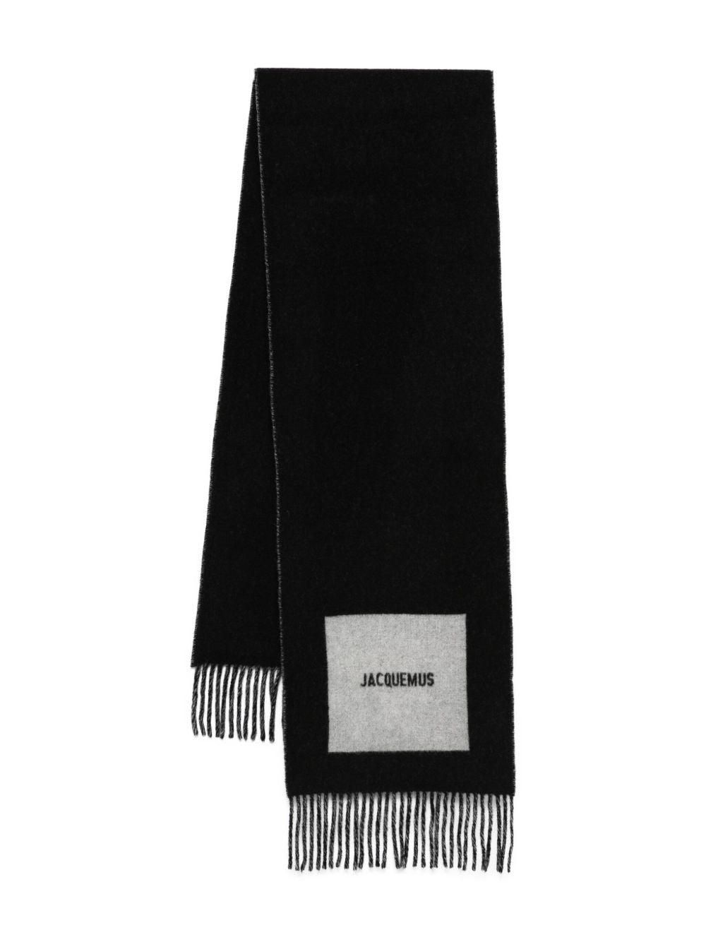 ボレロ・ショール JACQUEMUS Black wool scarf with logo Jacquemus - THE BLACK LOGO SCARF – LE LABO STORE