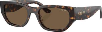 Vogue Eyewear Moderne Rechthoekige Zonnebril Bruin Havana - unisex - Zonnebrillen - Bruin - 53 MM - Accessoires
