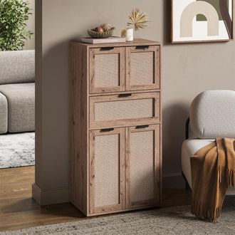 Vicco Aparador Elven, Roble, 59 X 122 Cm Con 4 Puertas Y Caj&oacute;n, Vicco