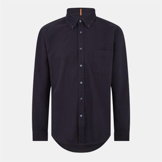 HUGO BOSS Mens Regular Fit Long Sleeve Shirt in Dark Blue - Size Small