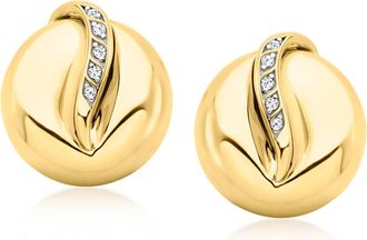Ross-Simons 18kt Gold Over Sterling Puffy Round Earrings With Diamond Swirls