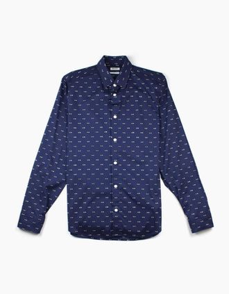 Kenzo Mens Kenzo Eye Print Long Sleeve Shirt Navy - Size: Regular/36