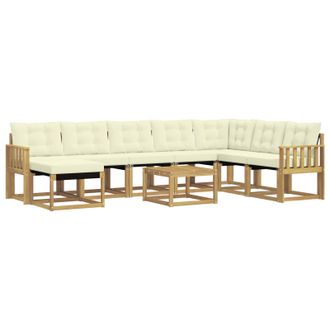 vidaXL Conjunto De Sof&aacute;s De Exterior Con Coj&iacute;n 9 Pcs Blanco Y Crema Vidaxl