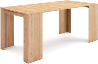 Skraut Home Mesa Consola Extensible, Mesa Comedor Plegable, 180, Para 8 Comensales, Comedor Y Cocina, Estilo Moderno, Roble - Skraut Home
